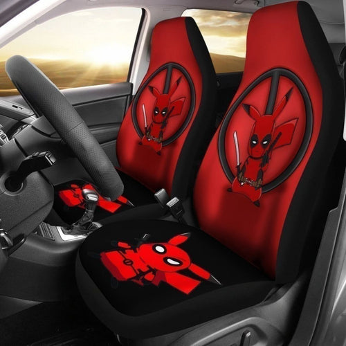 Funny Pikapool Pikachu & Deadpool Car Seat Covers Gift For Fan Universal Fit 194801 - CarInspirations