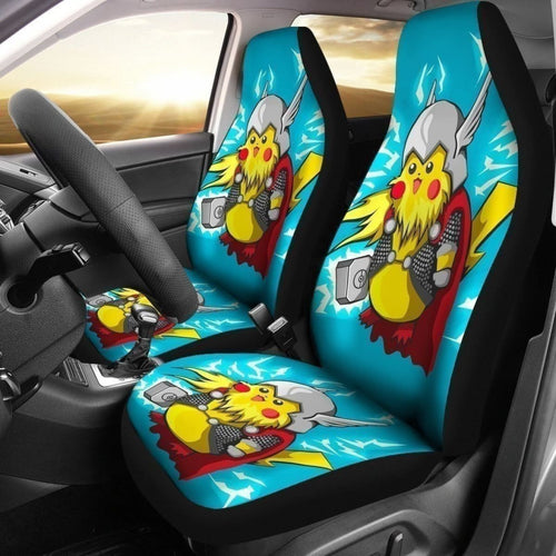 Funny Pikathor Car Seat Covers For Thor And Pika Fan Universal Fit 194801 - CarInspirations