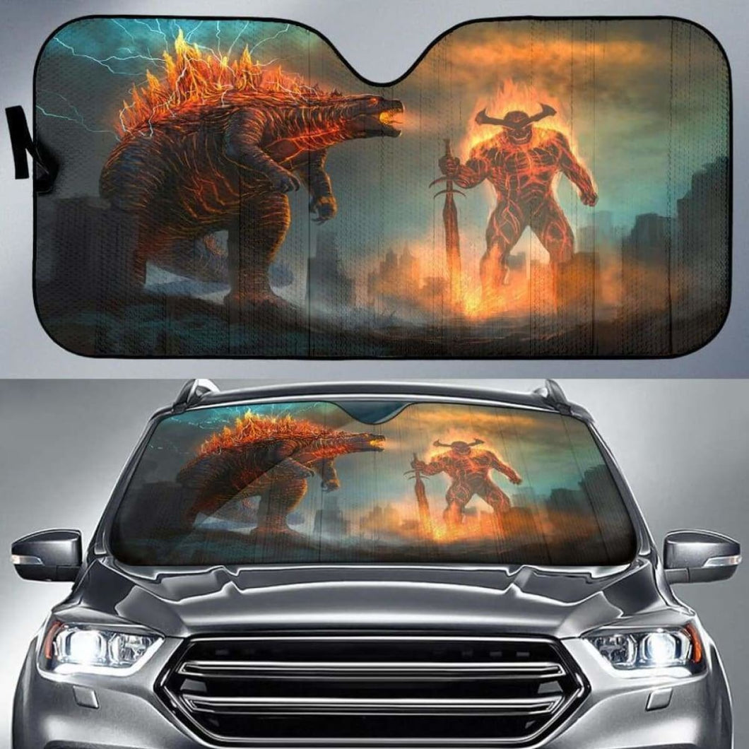 Godzilla Vs Surtur Car Sun Shades 918b Universal Fit - CarInspirations