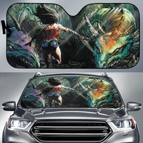 Graphic Wonder Woman Comic Auto Sun Shade For Fan Mn05 Universal Fit 111204 - CarInspirations