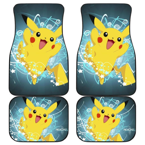 Happy Pikachu Car Floor Mats Pokemon Anime Fan Gift H200221 Universal Fit 225311 - CarInspirations