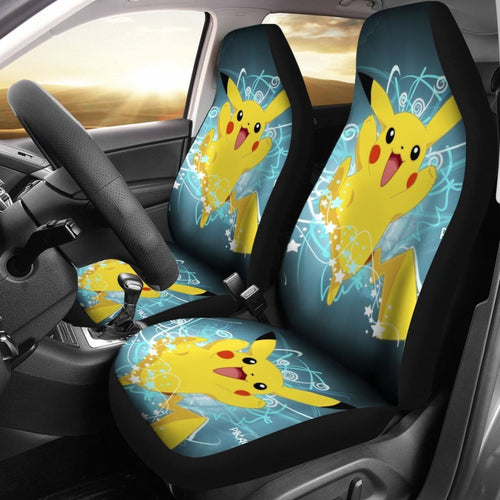 Happy Pikachu Car Seat Covers Pokemon Anime Fan Gift H200221 Universal Fit 225311 - CarInspirations