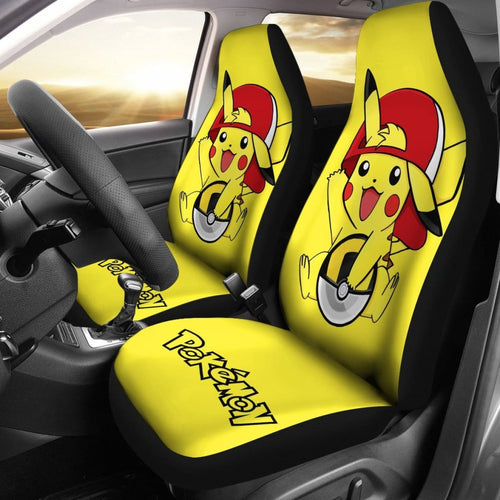 Happy Pikachu Pokemon Anime Fan Gift Car Seat Covers H200221 Universal Fit 225311 - CarInspirations