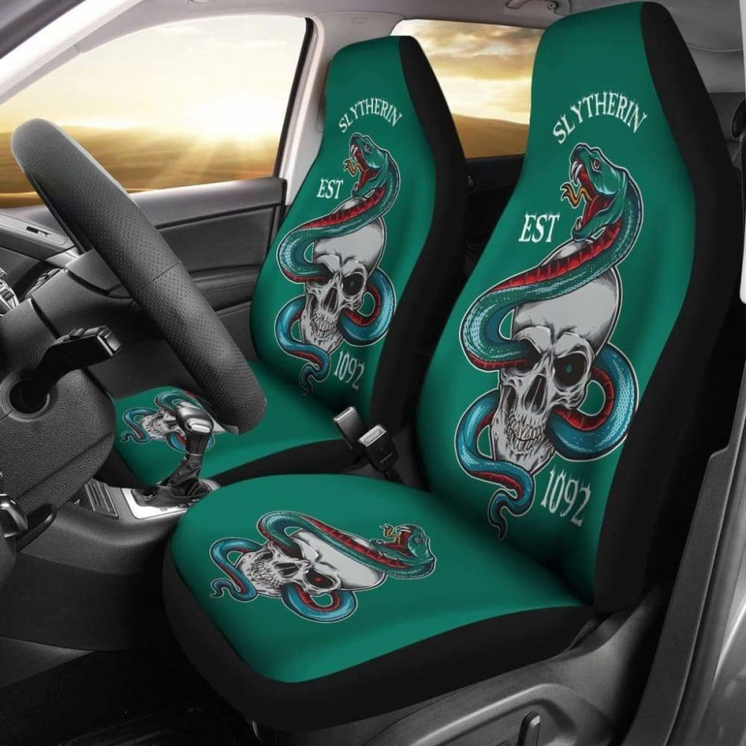 Harry Potter Car Seat Covers Slytherin Skull 1092 Universal Fit 051012 - CarInspirations