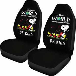 In A World Where You Can Be Anything Be Kind Snoopy Car Seat Covers (Set Of 2) Universal Fit 051012 - CarInspirations