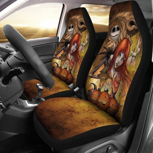 Jack & Sally Nightmare Before Christmas Orange Car Seat Covers Universal Fit 194801 - CarInspirations