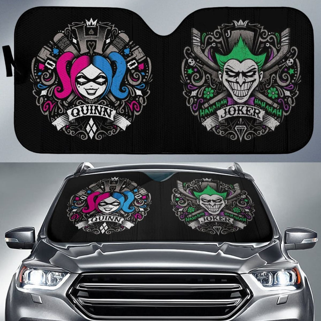 Joker And Harley Quinn Car Sun Shades Movie Fan Gift H033120 Universal Fit 225311 - CarInspirations