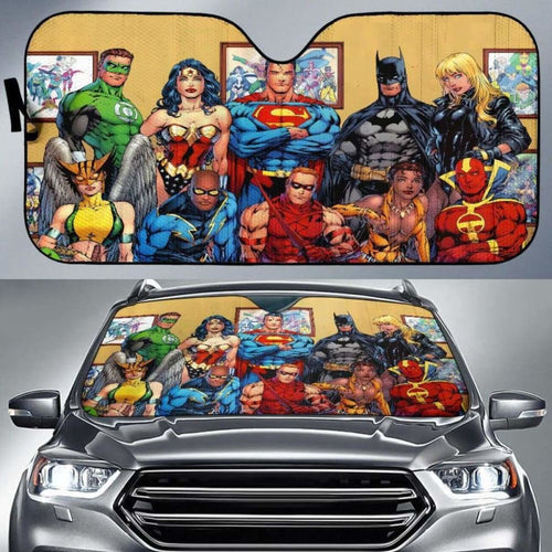 Justice League Car Sun Shade 918b Universal Fit - CarInspirations