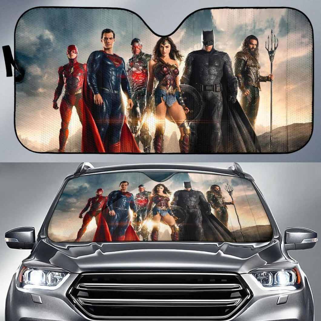 Justice League Super Heroes Auto Sun Shade Nh07 Universal Fit 111204 - CarInspirations