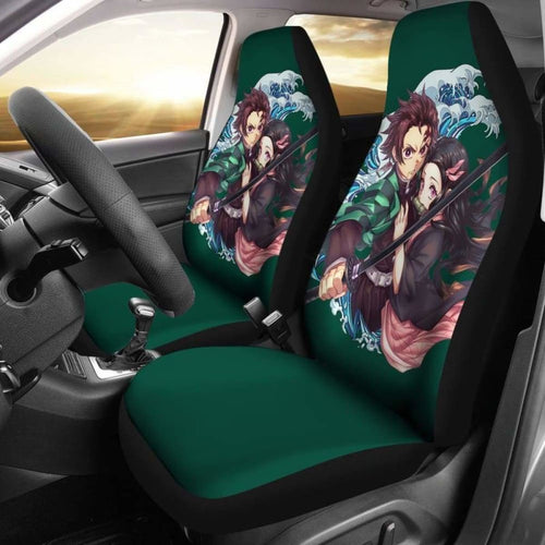 Kimetsu No Yaiba Car Seat Covers Tanjiro Kamado & Nezuko Kamado Universal Fit 051012 - CarInspirations