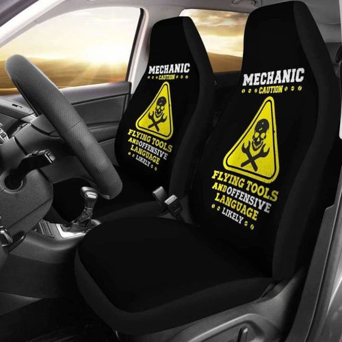 Mechanic Caution Flying Tools Car Seat Covers 918 Universal Fit - CarInspirations