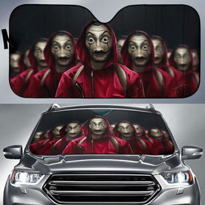 Money Heist Team Mask Art HD Sun Shade amazing best gift ideas 2020 Universal Fit 174503 - CarInspirations