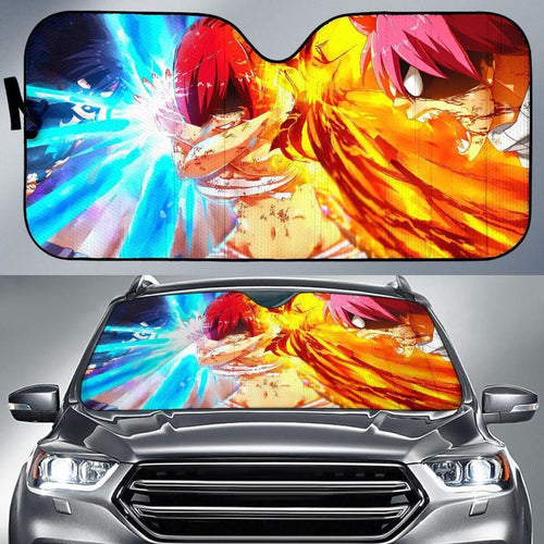 Natsu Erza Gray Fight Fairy Tail Anime Auto Sun Shade Nh06 Universal Fit 111204 - CarInspirations