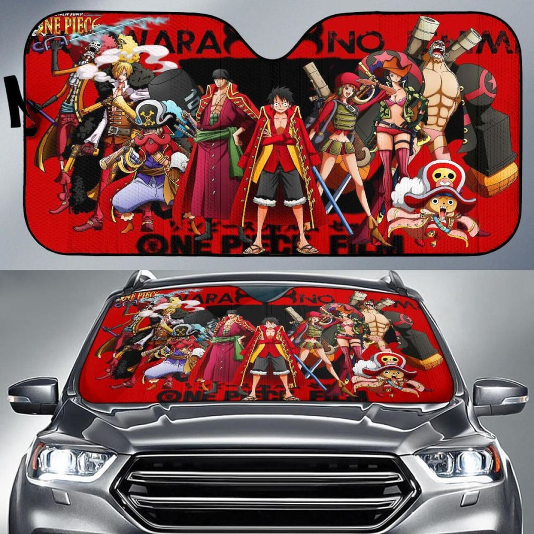 One Peace Red Team Car Sun Shade Universal Fit 225311 - CarInspirations