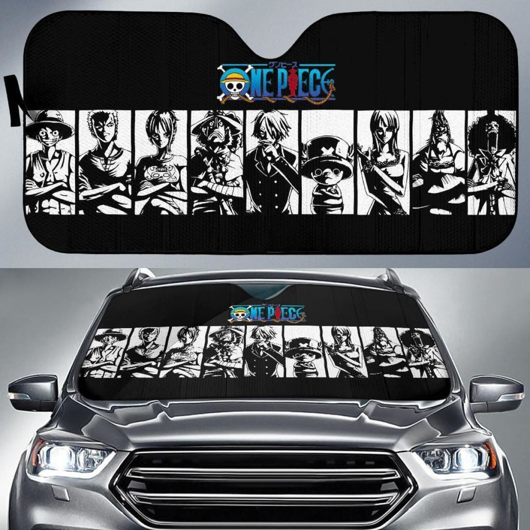 One Piece Crews Black And White Auto Sun Shade Nh06 Universal Fit 111204 - CarInspirations