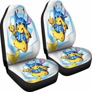 Pikachu Stitch Fight Seat Covers 101719 Universal Fit - CarInspirations