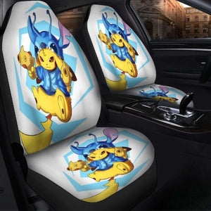Pikachu Stitch Fight Seat Covers 101719 Universal Fit - CarInspirations