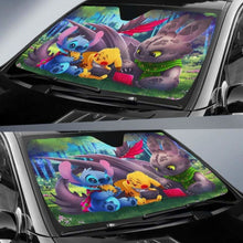 Load image into Gallery viewer, Pikachu Toothless Stitch Car Auto Sun Shades Universal Fit 051312 - CarInspirations