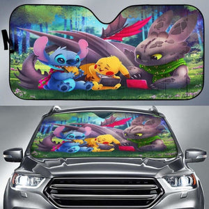Pikachu Toothless Stitch Car Auto Sun Shades Universal Fit 051312 - CarInspirations