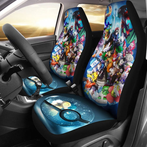 Poke Ball Blue Design Pokemon Car Seat Covers Lt03 Universal Fit 225721 - CarInspirations