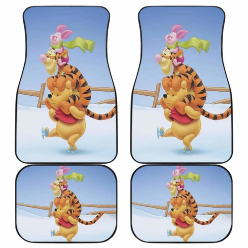 Pooh Friends Playing In Winter Car Floor Mats Universal Fit 051012 - CarInspirations