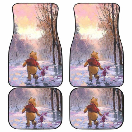 Pooh & Winnie Playing In Winter Car Floor Mats Universal Fit 051012 - CarInspirations