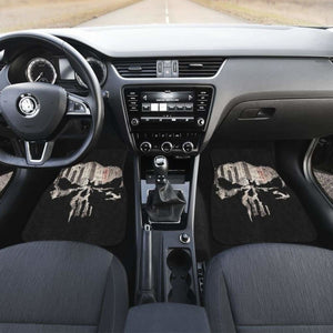 Punisher Skull Map In Black Theme Car Floor Mats Universal Fit 051012 - CarInspirations