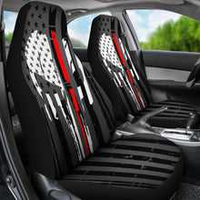 Load image into Gallery viewer, Red Thin Line Punisher Car Seat Covers Set Of 2 Universal Fit 234910 - CarInspirations