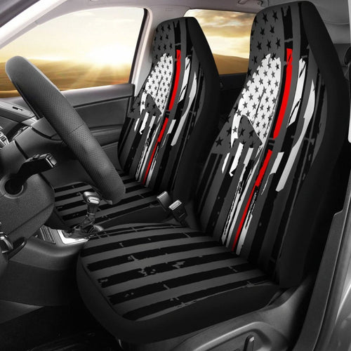 Red Thin Line Punisher Car Seat Covers Set Of 2 Universal Fit 234910 - CarInspirations