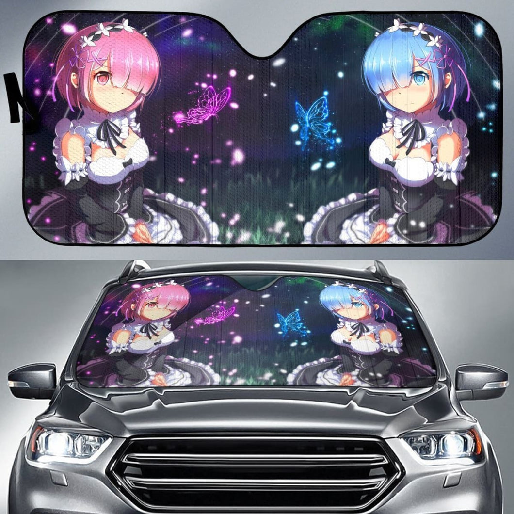 Rem And Ram Re:Zero Anime Car Sun Shades H033120 Universal Fit 225311 - CarInspirations