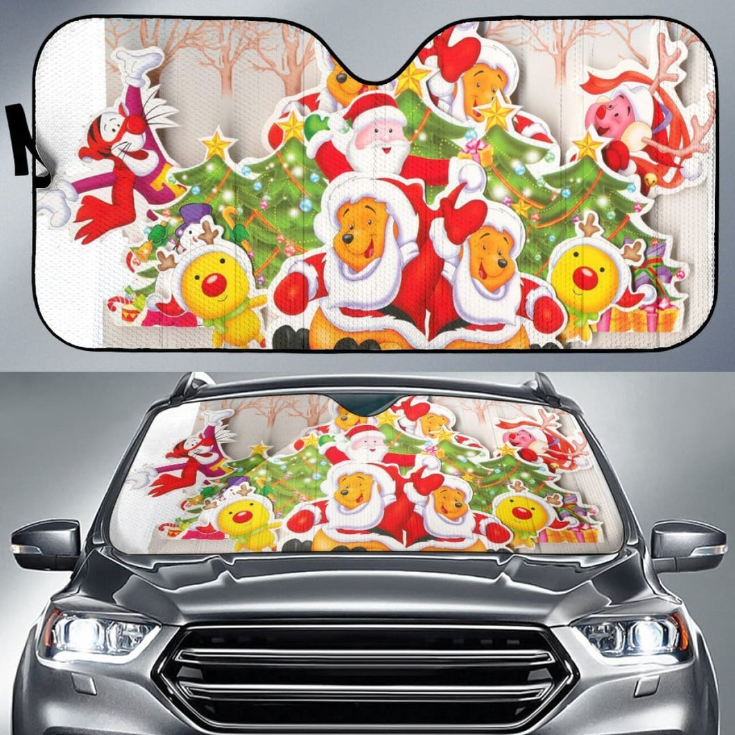 Santa Claus & Winnie The Pooh Sun Shade amazing best gift ideas 2020 Universal Fit 174503 - CarInspirations