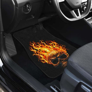 Skull Fire Evil In Black Theme Car Floor Mats Universal Fit 051012 - CarInspirations