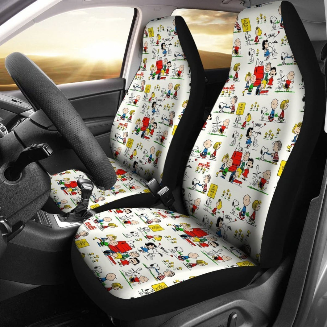 Snoopy & Friends Cute White Design Car Seat Covers Lt03 Universal Fit 225721 - CarInspirations