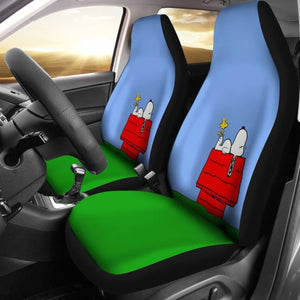 Snoopy Lying On Dog House Car Seat Covers Lt03 Universal Fit 225721 - CarInspirations