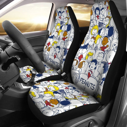 Snoopy Peanuts Full Character White Car Seat Covers Lt03 Universal Fit 225721 - CarInspirations