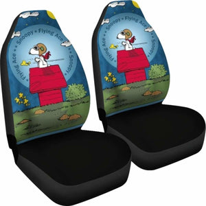 Snoopy The Flying Ace Cartoon Car Seat Covers (Set Of 2) Universal Fit 051012 - CarInspirations