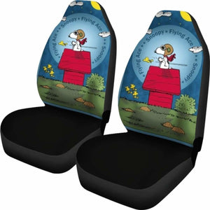 Snoopy The Flying Ace Cartoon Car Seat Covers (Set Of 2) Universal Fit 051012 - CarInspirations