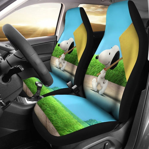 Snoopy Walking Car Seat Covers Lt03 Universal Fit 225721 - CarInspirations