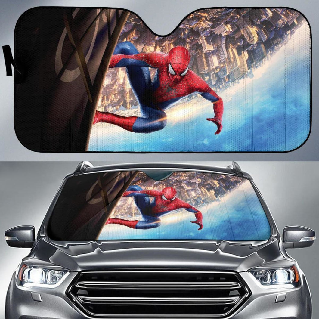 Spider-Man Above City Auto Sun Shade Nh07 Universal Fit 111204 - CarInspirations