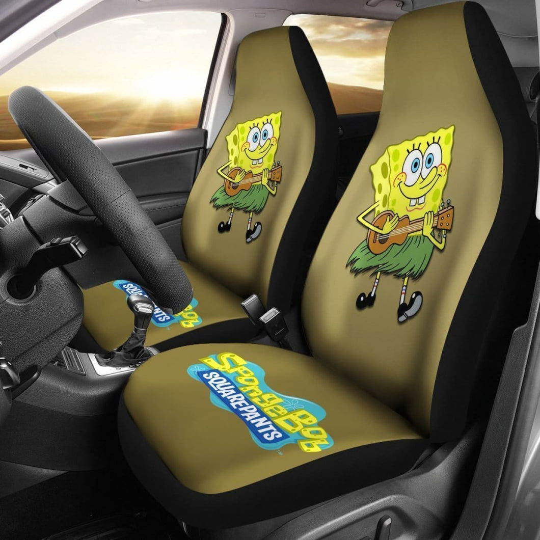 Spongebob Squarepants Playing Guitar Spongebob Car Seat Covers Lt04 Universal Fit 225721 - CarInspirations