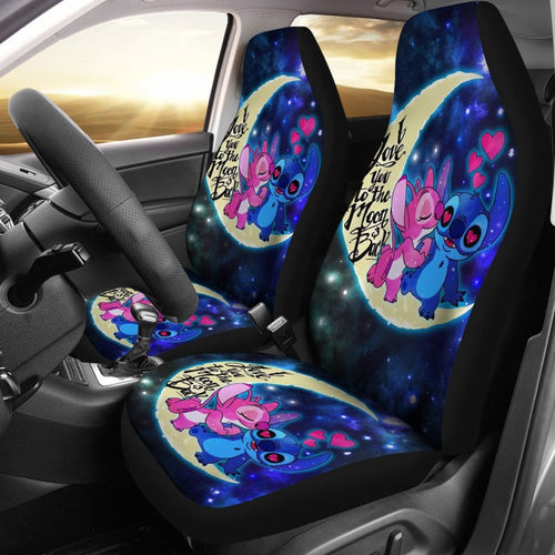 Stich & Angel Love Car Seat Covers Cartoon Fan Gift H041420 Universal Fit 084218 - CarInspirations