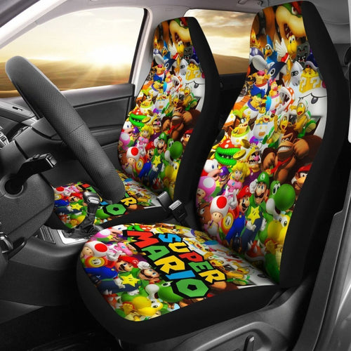 Super Mario Characters Car Seat Covers Mn05 Universal Fit 225721 - CarInspirations