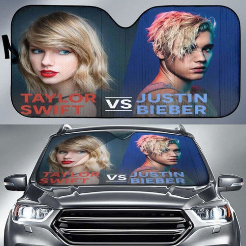 Taylor Swift Vs Justin Bieber Auto Sun Shades 918b Universal Fit - CarInspirations
