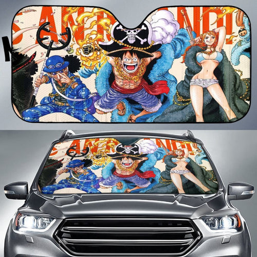 Team One Piece Car Sun Shades Anime Fan Gift H033120 Universal Fit 225311 - CarInspirations
