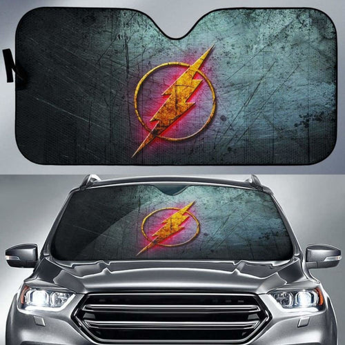 The Flash Logo in black theme car auto sunshades 918b Universal Fit - CarInspirations