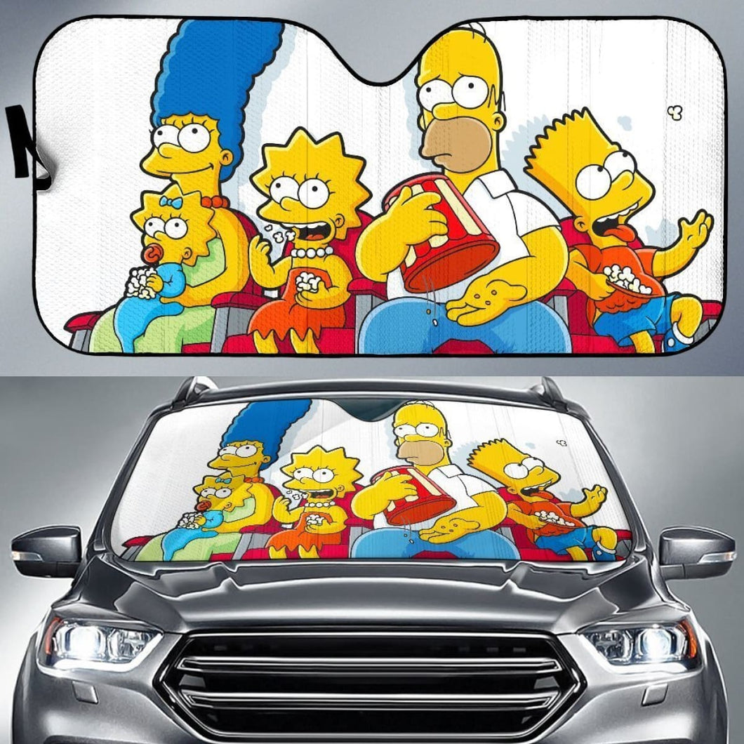 The Simpson Family Watching Movies Auto Sun Shade Nh07 Universal Fit 111204 - CarInspirations