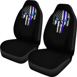 Thin Blue Line Punisher Black Seat Covers Universal Fit 225721 - CarInspirations