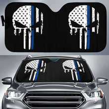 Load image into Gallery viewer, Thin Blue Line Punisher Skull Police Auto Sun Car Shades Universal Fit 195417 - CarInspirations