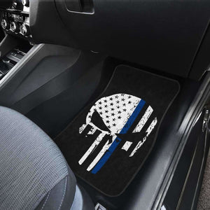 Thin Blue Line Punisher Skull Police Car Mats Set Of 4 Universal Fit 195417 - CarInspirations
