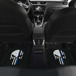 Thin Blue Line Punisher Skull Police Car Mats Set Of 4 Universal Fit 195417 - CarInspirations